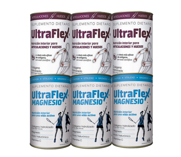 Ultraflex Hydrolyzed Collagen & Magnesium Combo 2x10g - Vitamin C, French Origin, Hyaluronic Acid.