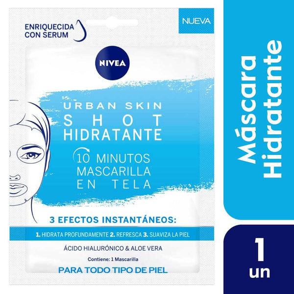 Nivea Urban Skin Shot Moisturizing Facial Mask - Intensive Hydration & Non-Greasy Formula (1 Unit Ea.)
