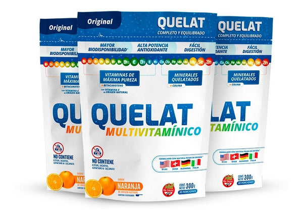 Orange Multivitamin Quelat: Premium Organic Chelated Minerals & High Purity Vitamins - Boost Immunity, Energy & Overall Wellness with Advanced Bioavailability - 3 Pak (300g/10.58oz each Doypack)