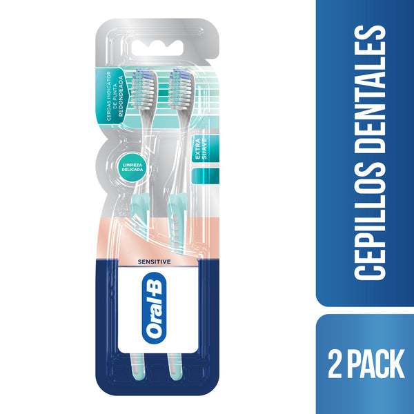 2 Oral-B Sensitive Indicator Toothbrushes with Extra Soft Bristles and Ergonomic Handle