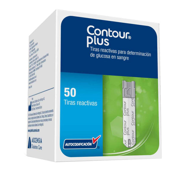 Contour Plus Reactive Tapes (50 Units) - Measurement 1.1-33.3 mmol/L, 0.6 ŒºL Sample, 5s Test Time, 0.3 ŒºL Blood Drop, 10C-40C Temperature Range, 12 Months Shelf Life, 15mm Strip Size