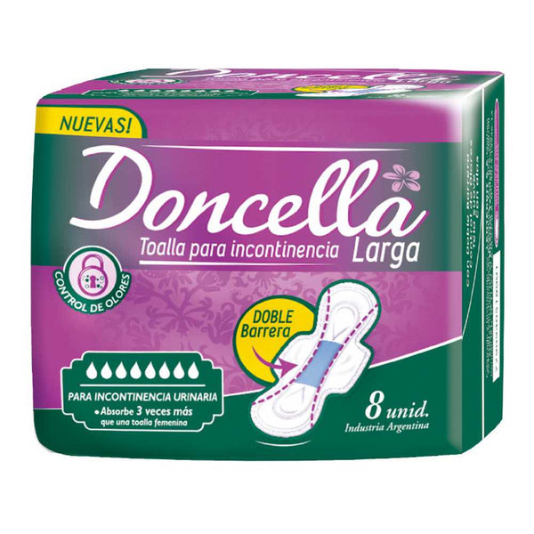 Doncella Incontinence Sanitary Towel (8 Units) - Ultra-Absorbent, Soft & Breathable Top Sheet, Contoured Fit & Odour Control