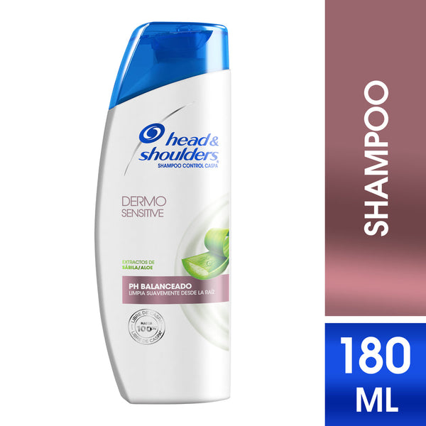 Head & Shoulders Sensitive Aloe Shampoo 180ml/6.08fl oz - pH Balanced, Paraben-Free, 100% Dandruff Free