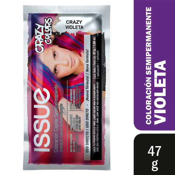 Issue Semi Permanent Crazy Colors Violet Semi-Permanent Hair Color - No Ammonia, No Mix with Oxidizer - 1 Kit