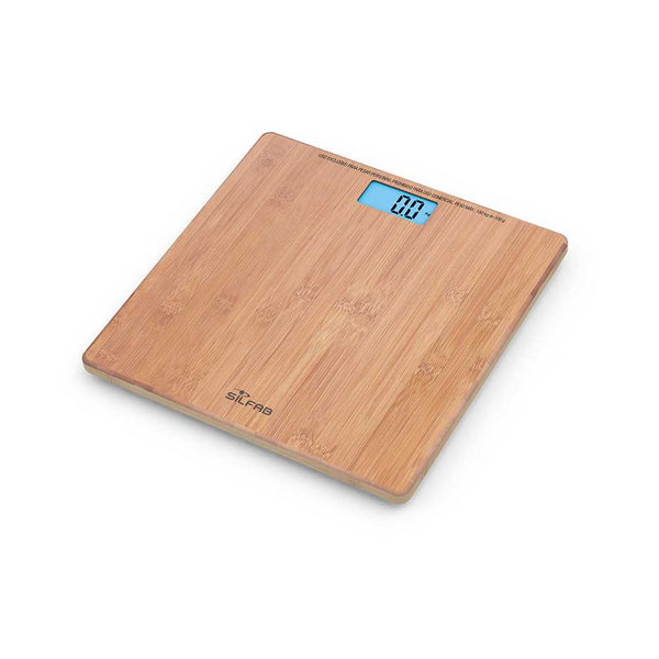 Silfab Bamboo Personal Scale with High Accuracy (0.1grs) &amp; Maximum Capacity (180kgs) - LED Display, Tare Function &amp; Overload Protection