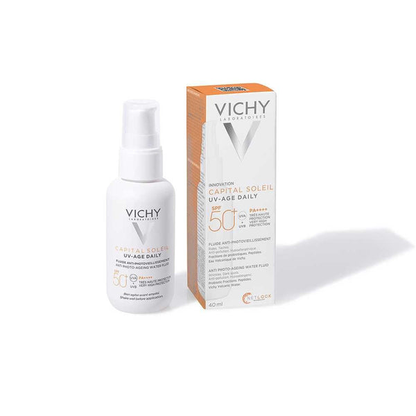 Vichy Capital Soleil Uv Age SPF50+ Anti Aging Sunscreen 40ml - Non Greasy, Water Resistant, Fragrance Free